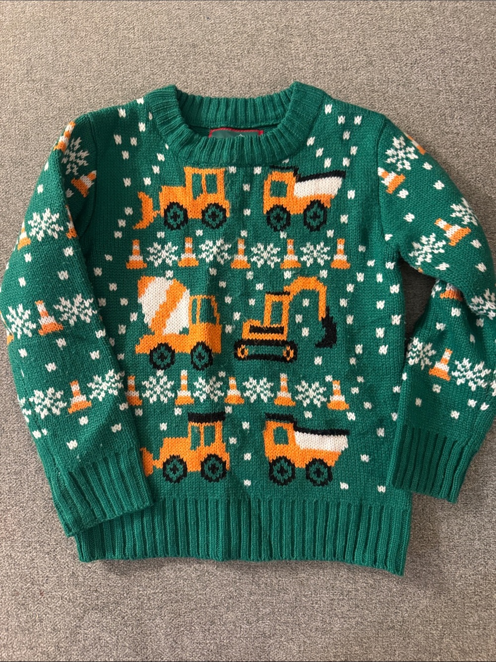 5/$15- Kids Green Construction Truck Sweater